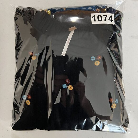 Free People Womens S Boho Floral Embroidered Oxford Black Mini Swing Dress - Picture 16 of 16